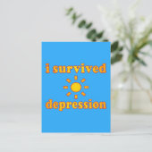 Ich überlebte Depression psychisches Glück Postkarte (Stehend Vorderseite)