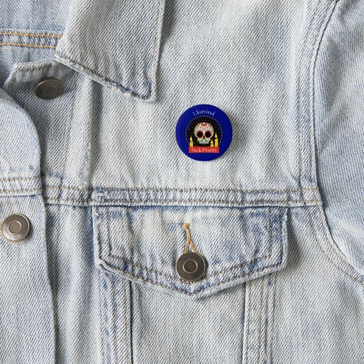 Ich überlebte Dia de Muertos Skull Button (Beispiel)