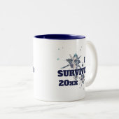 Ich überlebte die Blue Covid Virus Zwei-Tone-Kaffe Zweifarbige Tasse (VorderseiteRechts)