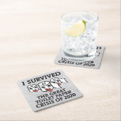 Ich überlebte die große Krise des Toilettenpapiers Rechteckiger Pappuntersetzer (Vor Ort)