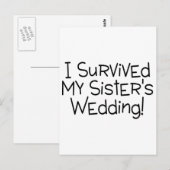 Ich überlebte die Hochzeit meiner Schwester schwar Postkarte (Vorne/Hinten)