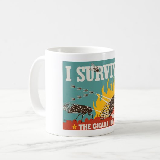 Ich überlebte die Invasion von Cicada Kaffeetasse (Vorderseite Links)