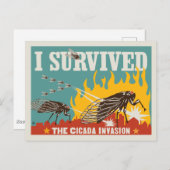 Ich überlebte die Invasion von Cicada Postkarte (Vorne/Hinten)