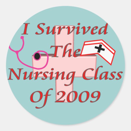 Ich überlebte die Pflegeklasse 2009 Runder Aufkleber (Vorderseite)