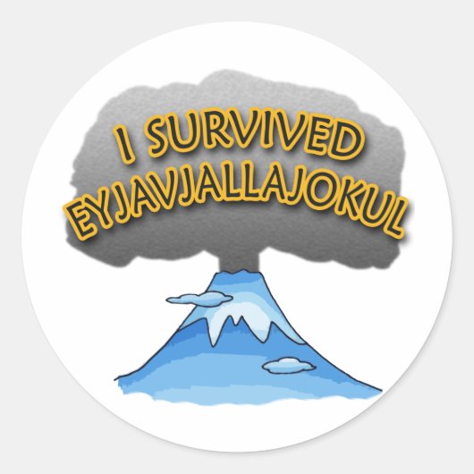 Ich überlebte Eyjafjallajokull Volcano Tshirt Runder Aufkleber (Vorderseite)
