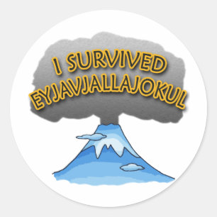 Ich überlebte Eyjafjallajokull Vulkan-T-Shirt Runder Aufkleber