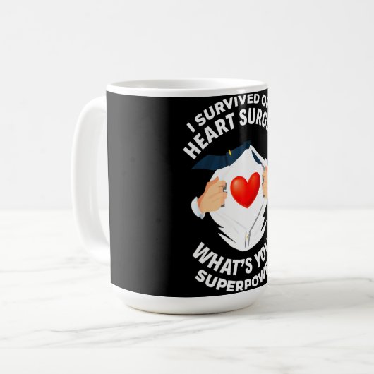 Ich überlebte Open Heart Operation Umgehung Herz S Kaffeetasse (Vorderseite Links)