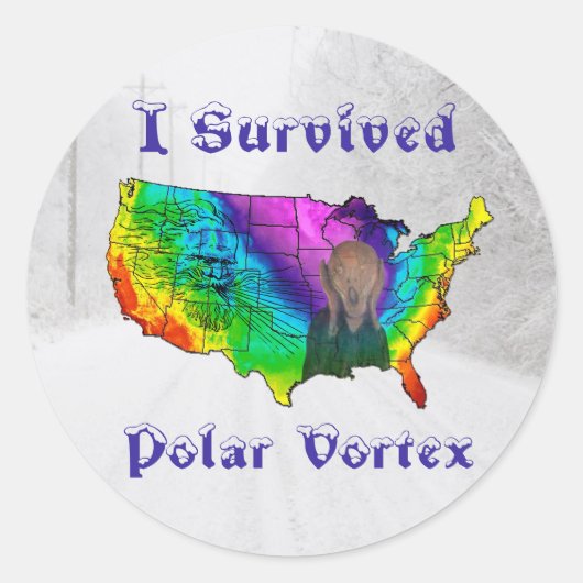 Ich überlebte Polar Vortex Runder Aufkleber (Vorderseite)