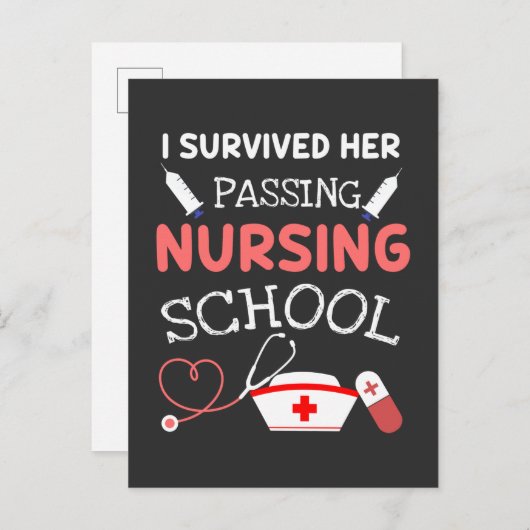 Ich überlebte sie mit der Krankenpflege. Einladungspostkarte (Vorne/Hinten)