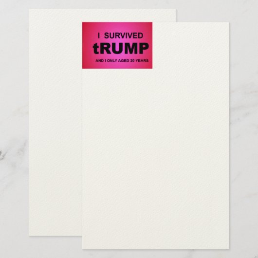 Ich überlebte tRUMP Briefpapier (Vorne/Hinten)