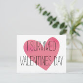 Ich überlebte Valentinstag Postkarte (Stehend Vorderseite)