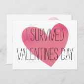 Ich überlebte Valentinstag Postkarte (Vorne/Hinten)