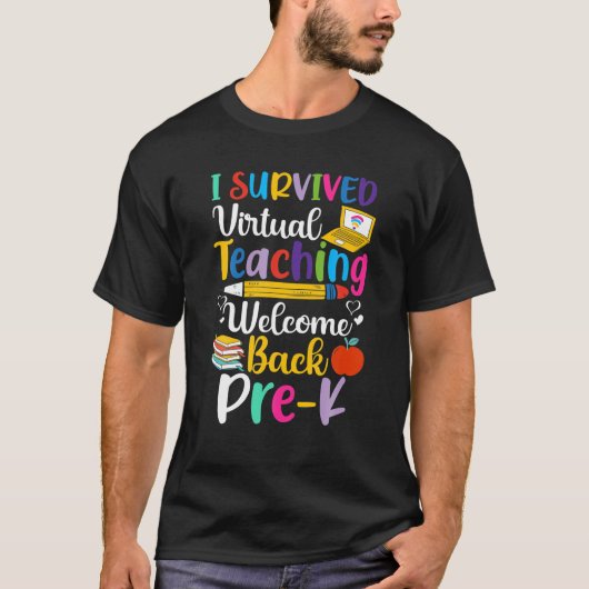 Ich überlebte Virtual Teaching Willkommen zurück v T-Shirt (Vorderseite)