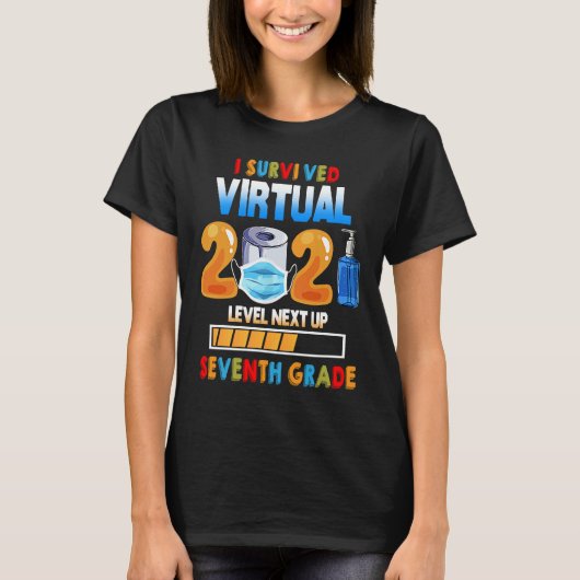 Ich überlebte virtuelles 6. Grade 2020 2021 Level  T-Shirt (Vorderseite)