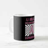 Ich überlegene Brustkrebserkrankung Supermachtspas Kaffeetasse (Vorderseite Links)