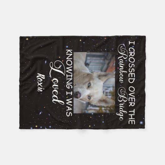 Ich überquerte die Rainbow Bridge, einen Denkenhun Fleecedecke (Vorderseite (Horizontal))