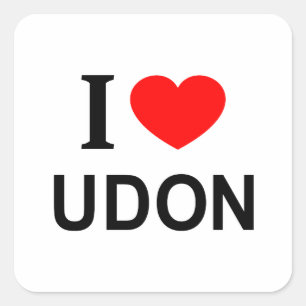 ICH ❤️ UDON I LIEBE UDON I HERART UDON QUADRATISCHER AUFKLEBER