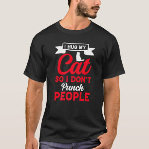 Ich umarmte meine Katze, die in friedlichen Freund T-Shirt