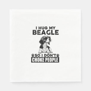 Ich umarmte meinen Beagle, damit ich nicht Leute e Serviette