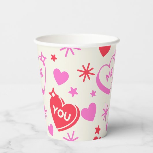 Ich und du Romantischer Herzenscup Pappbecher (Rückseite)