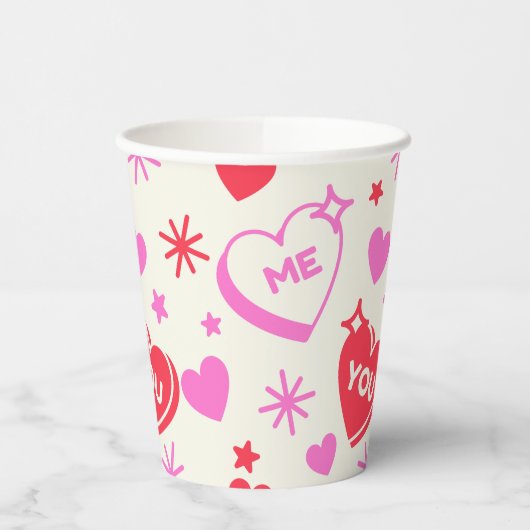 Ich und du Romantischer Herzenscup Pappbecher (Links)