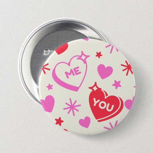 Ich und du Romantischer Herzknopf Button (Vorne & Hinten)