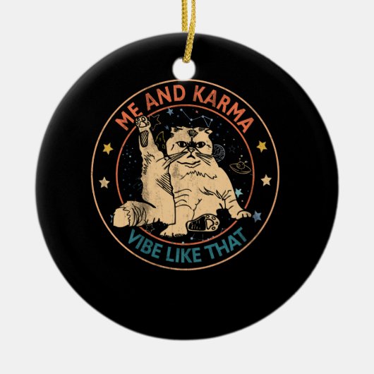 Ich und Karma sehen so aus, dass Karma eine Katze  Keramik Ornament (Vorne)