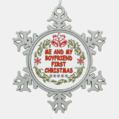 Ich und mein Freund Weihnachten Schneeflocken Zinn-Ornament (Vorderseite)