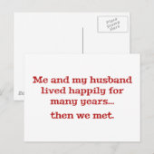 Ich und mein Mann lebten glücklich über viele Jahr Postkarte (Vorne/Hinten)
