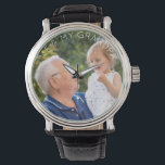 Ich und mein Opa Custom Child Foto Armbanduhr<br><div class="desc">Mein Opa und mein Opa. Benutzerdefiniertes Foto. Benutzerdefinierter weißer Text.</div>