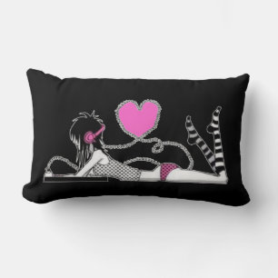 Ich und meine Musik Schwarz-Weiß-Kissen Lendenkissen