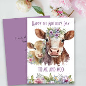 Ich und Moo Niedlich Mutter und Baby Cow Muttertag Feiertagskarte