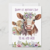 Ich und Moo Niedlich Mutter und Baby Cow Muttertag Feiertagskarte (Vorderseite)