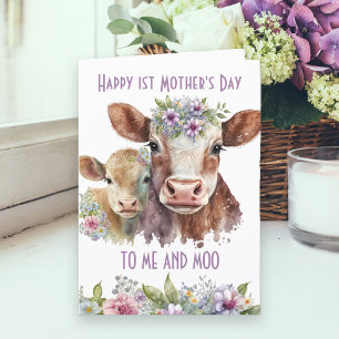 Ich und Moo Süße Mutter und Babykuh Muttertag Feiertagskarte
