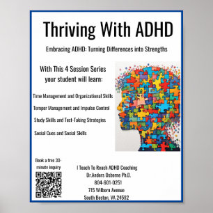 Ich unterrichte ADHD Gecoacht*Thrillen mit ADHD Poster