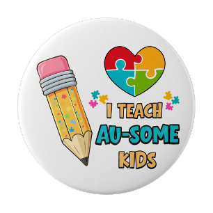 Ich unterrichte Au-some Kinder Lehrer Autismusanst Button