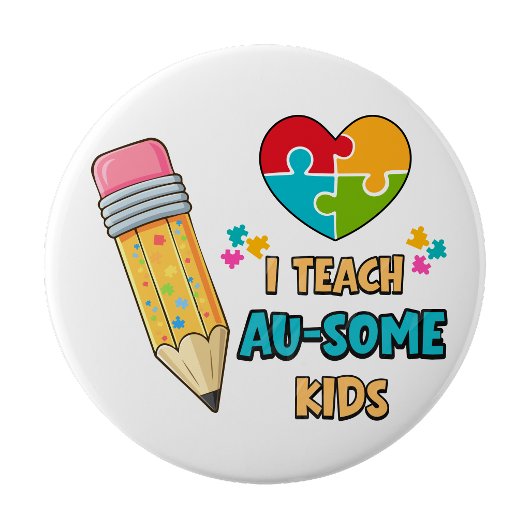 Ich unterrichte Au-some Kinder Lehrer Autismusanst Button