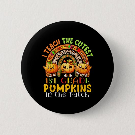Ich unterrichte den Niedlichen Pumpkins-Erntedank Button (Vorderseite)