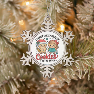 Ich unterrichte die klügsten Kekse Weihnachten Leh Schneeflocken Zinn-Ornament
