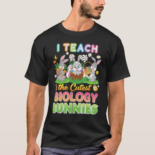 Ich unterrichte die Niedliche Biologie Bunnies Ost T-Shirt (Vorderseite)
