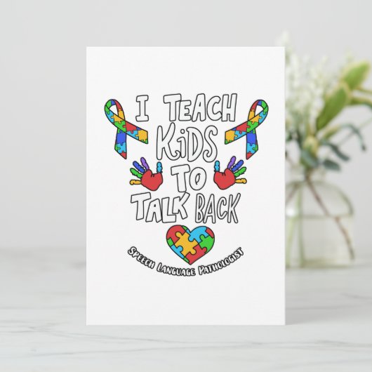 Ich unterrichte Kinder, um die Sprachentherapie zu Dankeskarte (Stehend Vorderseite)