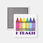Ich unterrichte Rainbow Crayons School Teacher Gif Magnet (Vorderseite/Rückseite)