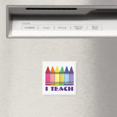 Ich unterrichte Rainbow Crayons School Teacher Gif Magnet (In Situ (Geschirrspüler))