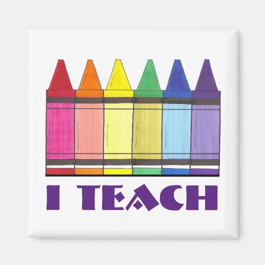 Ich unterrichte Rainbow Crayons School Teacher Gif Magnet (Vorne)