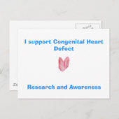 Ich unterstütze angeborene Herzfehler, Forschung u Postkarte (Vorne/Hinten)
