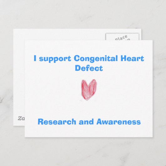 Ich unterstütze angeborene Herzfehler, Forschung u Postkarte (Vorne/Hinten)