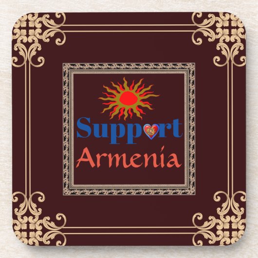 Ich unterstütze Armenien Getränkeabdeckung Getränkeuntersetzer (Vorderseite)