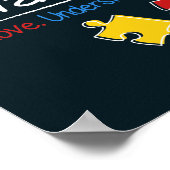 Ich unterstütze Autismus Awareness Red Yellow Puzz Poster (Ecke)