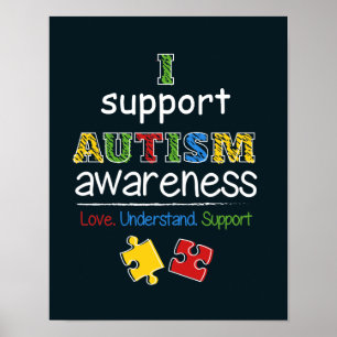 Ich unterstütze Autismus Awareness Red Yellow Puzz Poster