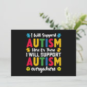 Ich unterstütze Autismus hier oder dort Autismus Einladung (Stehend Vorderseite)